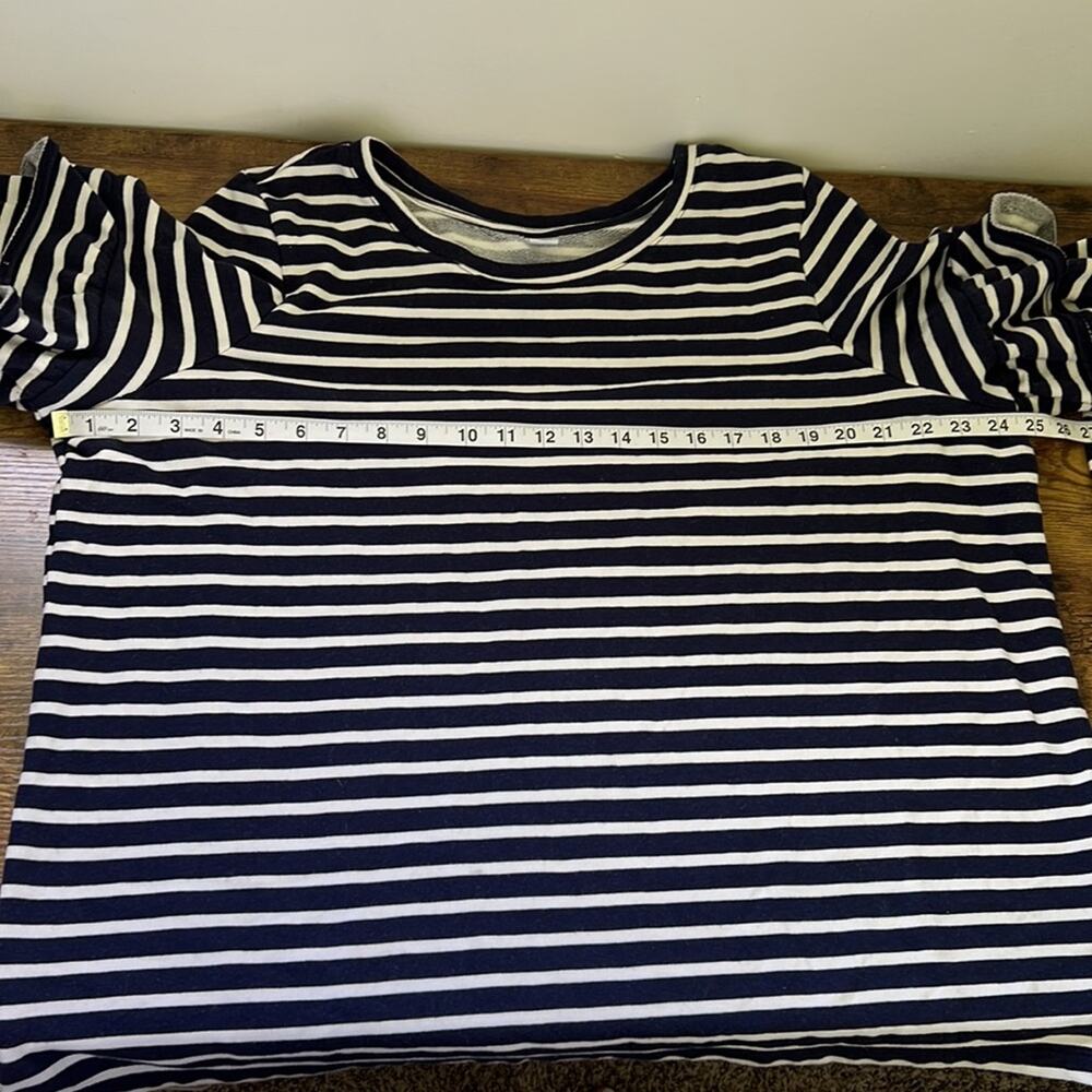 Old Navy XXL Navy & White Striped Ruffled Long Sleeve Sweater - Picture 5 of 10